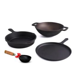 The Indus Valley Pre-Seasoned Cast Iron Combo Pots and Pans Set of 4Pcs-43
