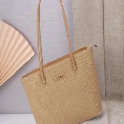 Mochi Tan Textured Medium Tote Bag-15