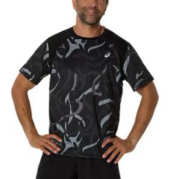 Asics Men's Performance Black Road All Over Print Ss T-Shirt-picture-6