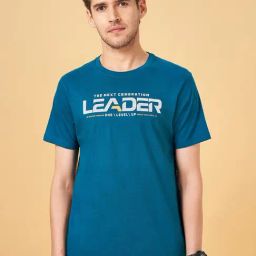 Ajile by Pantaloons Bottle Green Cotton Slim Fit Printed Sports T-Shirt-image-62