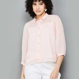 Fame Forever by Lifestyle Peach Self Pattern Shirt-image-75
