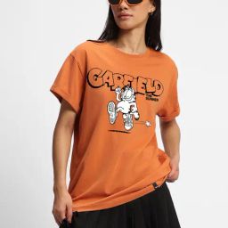 Bewakoof Official Garfield Merchandise Orange Boyfriend Fit Graphic T-Shirt-picture-23