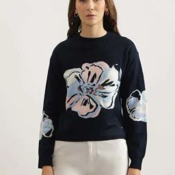 Elle Navy Printed Sweater-46