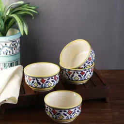 VarEesha Rangriti Yellow Ceramic Soup Bowls (250 ml) - Set of 4-11