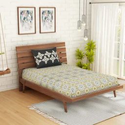 Spaces Atrium Grey Cotton 144 TC Bed Sheet Set-image-68