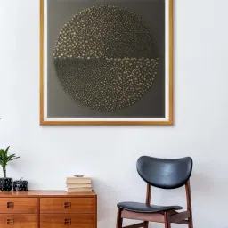 999Store Black & Gold Abstract Printed Canvas Painting-24