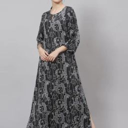 Biba Black & Grey Printed Nighty With Eyemask-picture-40