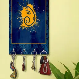 999Store Blue & Yellow MDF  Key Holder - Set of 1-5