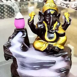 eCraftIndia Lord Ganesha Decorative Showpiece with 10 free Smoke Backflow Scented Cone Incenses-image-25