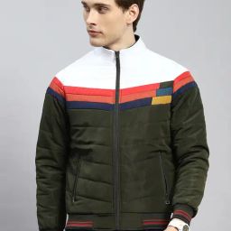 Monte Carlo Olive & White Regular Fit Printed Jacket-picture-27