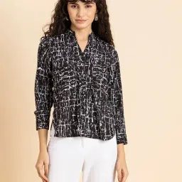 Moomaya Black & White Printed Shirt-image-31