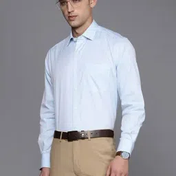 Louis Philippe Blue Regular Fit Self Pattern Shirt-image-27