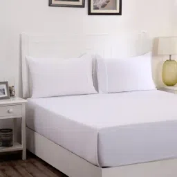 Maspar White 300 TC Cotton Single Bed Sheet with 1 Pillow Cover-40
