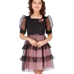 Cutecumber Kids Black & Pink Textured Pattern Dress-image-59
