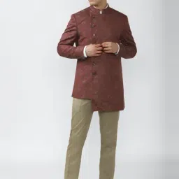 Peter England Maroon Slim Fit Printed Two Piece Suit-image-16