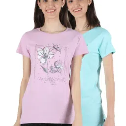 Monte Carlo Aqua Blue & Lilac Cotton Printed T-Shirts - Pack Of 2-picture-37