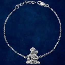 Taraash 92.5 Sterling Silver Lord Hanuman Chain Bracelet Rakhi-image-24
