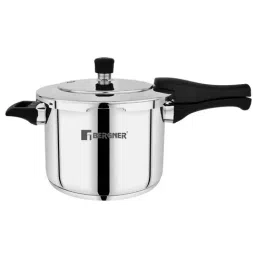 Bergner Pura Silver Stainless Steel Induction Base Pressure Cooker with Outer Lid (6.5L)-14