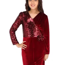 Cutecumber Kids Maroon Embellished Shift Dress-image-39