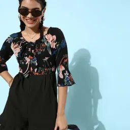 Miss Chase Black Floral Print Romper-image-25