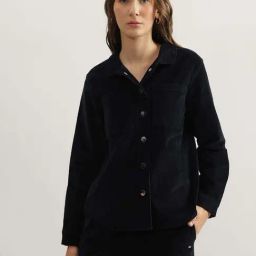 Elle Navy Cotton Plain Shirt-image-48