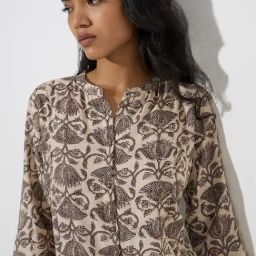 Utsa by Westside Charcoal Floral Pattern A-Line Kurta image 4