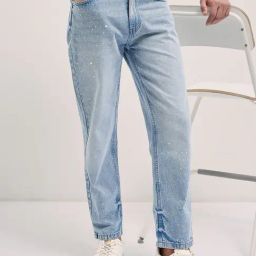 The Bear House Blue Straight Fit Solid Jeans-image-81