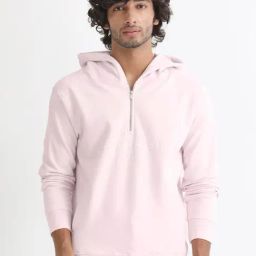 Rare Rabbit Pink Cotton Regular Fit Solid Sweatshirt-image-37