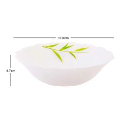 Cello White & Green Opalware Snack Bowl (0.42 L) - Set of 4 image 3