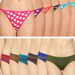 AROUSY Black & Red Striped Panties - Pack Of 12-picture-40