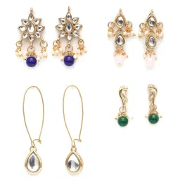 Karatcart Handcrafted Kundan Dangler Earrings - Set of 4 image 3