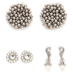 Karatcart Handcrafted Kundan Drop & Stud Earrings - Set of 3 image 3