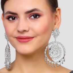 Karatcart Silver Plated Mirror Dangler Earrings for Women image 3