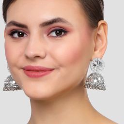 Karatcart Silver Plated Mirror Jhumki Earrings for Women image 3