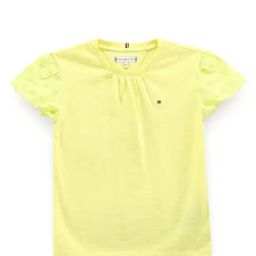 Tommy Hilfiger Girls Yellow Solid Regular Fit T-Shirt-image-8