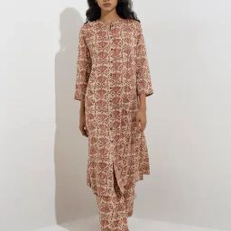 Utsa by Westside Brown Floral Design A-Line Kurta-91