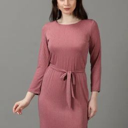 SHOWOFF Mauve Striped Wrap Dress-7