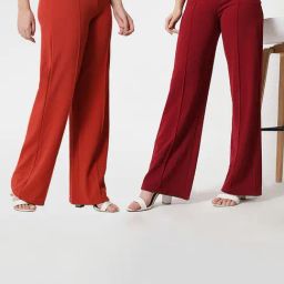Kotty Rust & Red Straight Fit High Rise Trousers (Pack Of 2)-picture-3