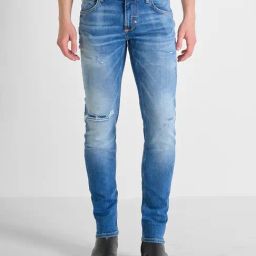 Antony Morato Blue Super Skinny Fit Solid Jeans-picture-9