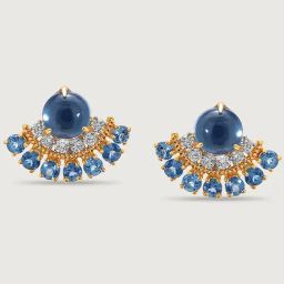 Mia by Tanishq Bubbly Bliss 14k Diamond & London Blue Topaz Stud Earrings-image-67