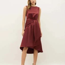 Styli Maroon A-Line Dress-image-49