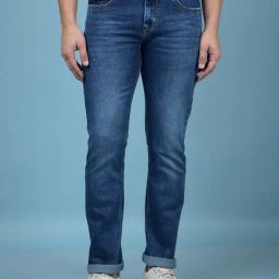 Crimsoune Club Blue Blended Slim Solid Jeans-image-69
