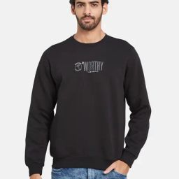 Octave Black Regular Fit Printed Sweatshirt-image-24