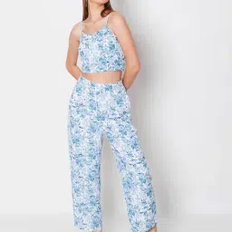 Zink London Blue Floral Print Crop Top-image-59