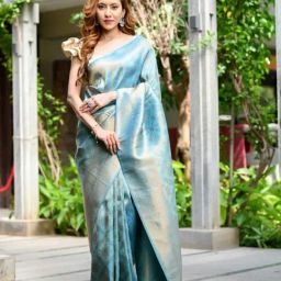 Beatitude Blue Banarasi Saree-image-97