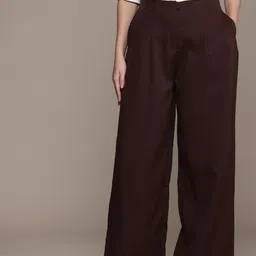French Connection Women High-Rise Pleated Wide Leg Trousers-image-13