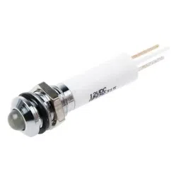RS PRO White Panel Mount Indicator 12V DC, Mounting Hole Size 8 mm, Termination Type Faston, Solder Lug, IP Rating IP67, Model No 8385545-11