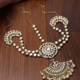 Karatcart Gold-Plated Moon Design Pearl and Kundan Mathapatti for Women-image-98