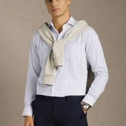 Louis Philippe White Cotton Slim Fit Striped Shirt-picture-15