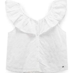 Tommy Hilfiger Girls White Solid Cropped Fit Casual Top-19